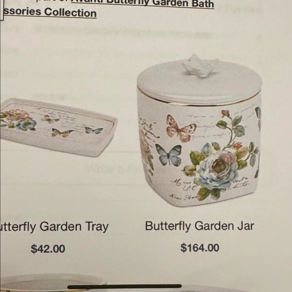 NWT Avanti Butterfly Garden Jar with Avanti Butterfly Garden Tray